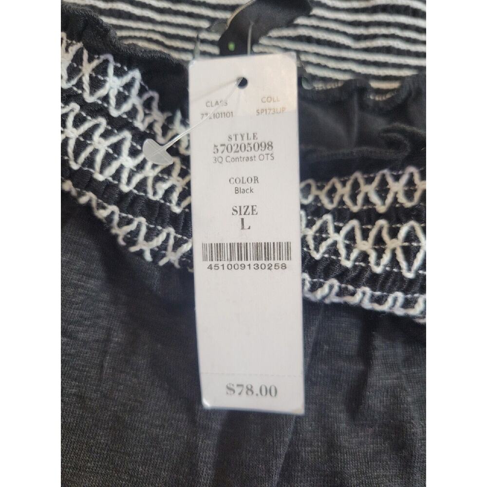 NWT White House Black Market Black Linen Blend Off The Shoulder Top Womens Large - Picture 8 of 11